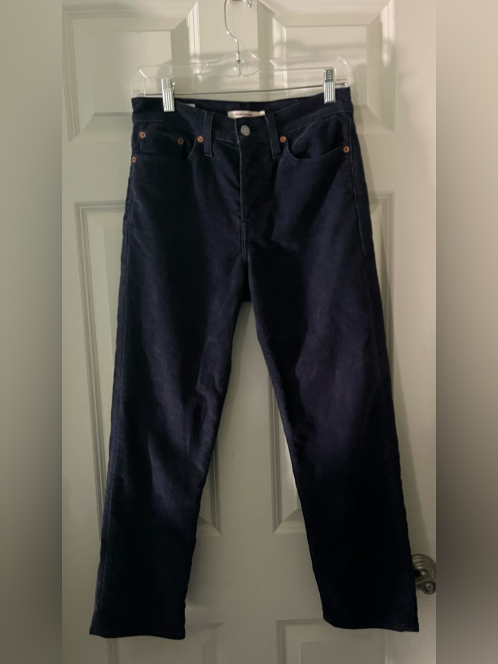 Women’s Levi's High-Rise Wedgie Straight Leg corduroy Dark Indigo button fly 27